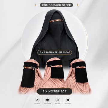 Selfie niqab + nosepiece (4pcsCombo pack)